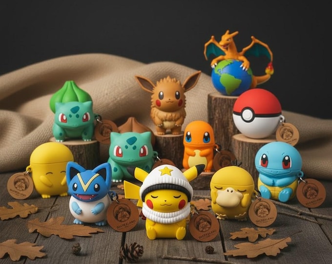 Personalized Pokémon Earphone Case | Protective Case for AirPods and Galaxy Buds REDMI SONY | Pikachu, Gengar, Snorlax | Gamer Gift
