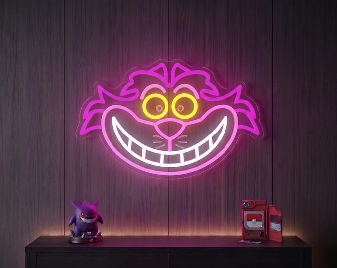 Cheshire Cat LED Neon Sign | Alice in Wonderland Wall Decor | Gaming Setup Lamp | Geek Pop Culture Gift