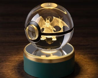 Kristallen Pokébal Nachtlampje (15 stuks), 3D Lasergegraveerde LED Kristallen Bal, Decoratie geïnspireerd op Pokémon