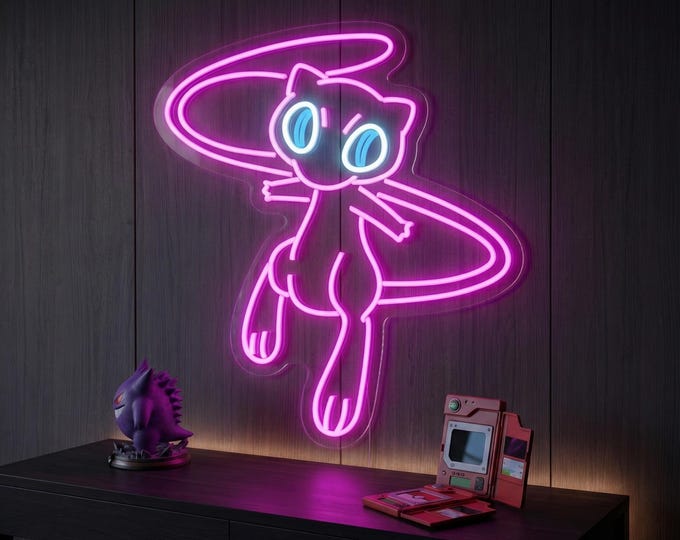 Mew Pokémon LED Neon Lamp | Wall Decoration for Gamer Setup & Bedroom