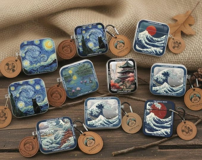 Van Gogh Cat Kawaii Japanese Chinese Painting AirPods Case | Cute Case for AirPods Pro, 4, 3, 2 | Original Gift | Gift Idea
