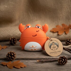 Kawaii Cartoon Silicone AirPods Case | Cute Case for AirPods Pro, 4, 3, 2 | Original Gift | Gift Idea Crabe