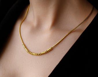 14K Gold Custom Morse Code Necklace, Hidden Message Gift, Secret Name Necklace, Dainty Personalized Morse Code Jewelry