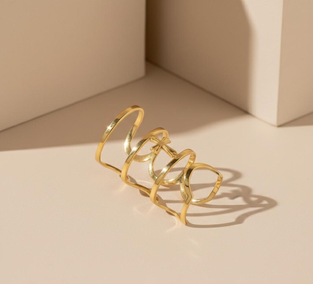 Hyper Mobility Rings 14K Gold Hypermobility Swan Cross Neck Ring, Minimal Finger Splint ...