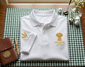 Sudadera vintage Prairie Open bordada, jersey retro de golf con cuello redondo, jersey de club de campo, suéter Midwest Wheat Sheaf, regalo para amantes del golf