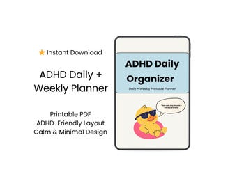 Planejador diário para TDAH (imprimível) | Planejador semanal | Agenda minimalista e tranquila | Rastreador de hábitos | Rastreador de humor | Download digital