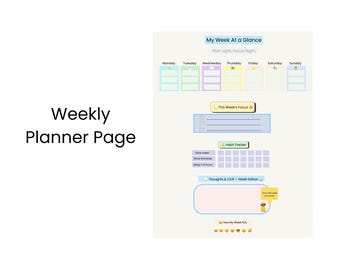 Planejador Semanal para TDAH para Imprimir | Agenda Minimalista e Tranquila | Rastreador de Hábitos | Rastreador de Humor | Download Digital