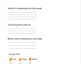 Planilha de Reinicialização Semanal para Imprimir | Página de Reflexão Adequada para TDAH | Reinicialização Semanal Simplificada | Download Imediato