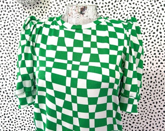 Maximalist Green Checkered Top