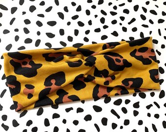 Mustard Yellow Leopard Headband