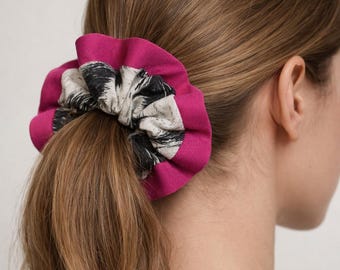 Handmade scrunchie, created from repurposed fabrics- Upcycling