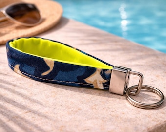 Handmade TAHITI loop key chain made from upcycled fabrics