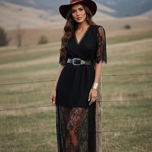 Black Lace Western Dress - Etsy Black Lace Western Dress - Etsy