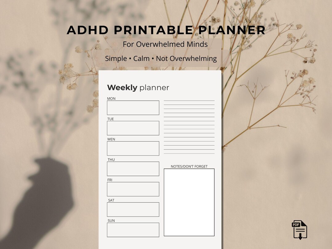 ADHD Planner for Overwhelmed Minds | Energy Based Printable Planner PDF ...