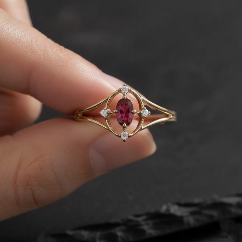 Ruby Diamond Ring, Ruby Engagement Ring, Ruby Solitaire Ring, Oval Ruby Ring, July Birthstone, Stacking Ring, Anniversary Ring Gifts for Him imagen 4
