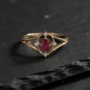 Ruby Diamond Ring, Ruby Engagement Ring, Ruby Solitaire Ring, Oval Ruby Ring, July Birthstone, Stacking Ring, Anniversary Ring Gifts for Him imagen 8