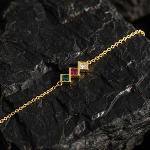 Pulsera de diamantes y rubí esmeralda, cadena de piedras preciosas de oro de 14 quilates para mujer, delicada joya con piedra de nacimiento, regalo de aniversario y cumpleaños para ella.