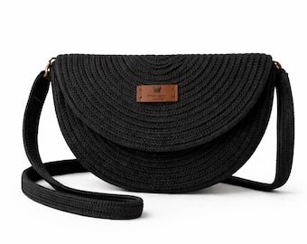 Handmade Woven Rope Bag, Boho Minimalist Crossbody Tote, Summer Shoulder Bag