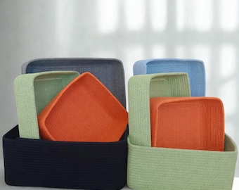 Handwoven Cotton Rope Storage Basket, Handmade Minimalist Home Organizer, Housewarming Gift