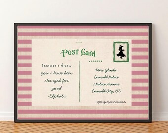 Wicked For Good Print Postcard Digital Poster, Song Lyrics Wall Art