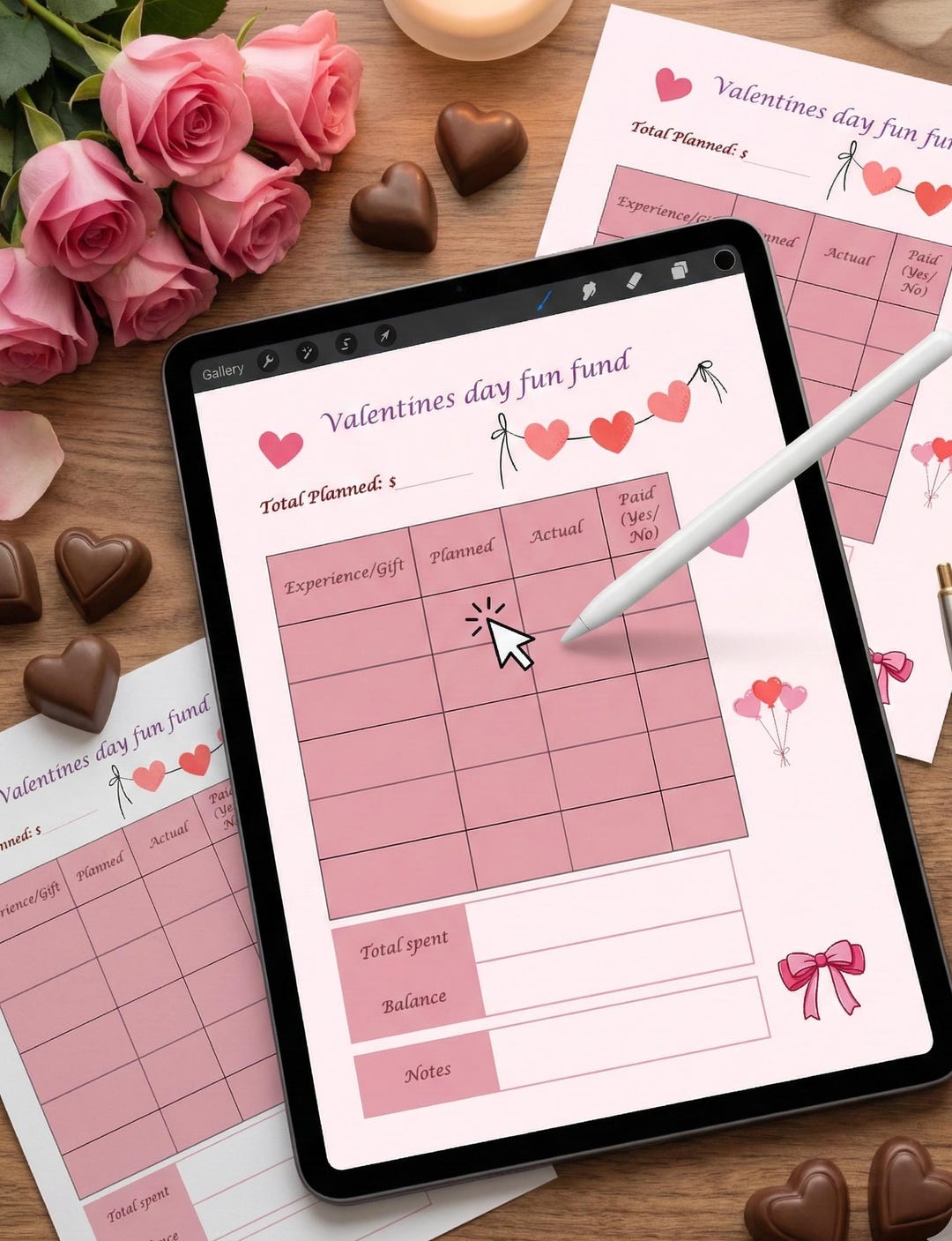 Fun Tracker Pass Valentine’s Day Fun Fund Tracker, Fillable & Printable Budget Tracker ...