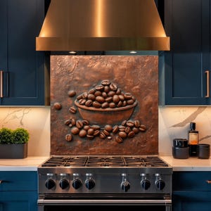 Coffee Beans Glass Backsplash, Rustic Kitchen Wall Panel, Cafe Decor, UV Printed Art
