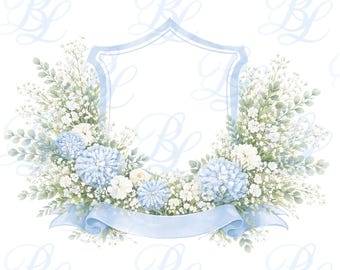 Akwarelowy kwiatowy wzór herbu – herb ślubny z hortensją