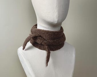Women’s Ribbed Mini Scarf / Necktie - 100% Lambswool - Handmade - Custom Order Available