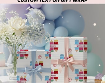 Personalized Teacher Wrapping Paper Custom Name Gift Wrap Teacher Appreciation Back to School Student Gift Graduation Paper