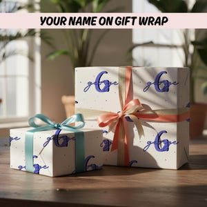 Gepersonaliseerd inpakpapier met naam, gepersonaliseerd monogram, cadeaupapier met initialen, verjaardagsinpakpapier voor hem