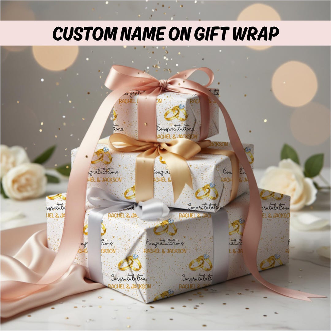 Custom Wedding Wrapping Paper Personalized Couple Names Gift Packaging ...