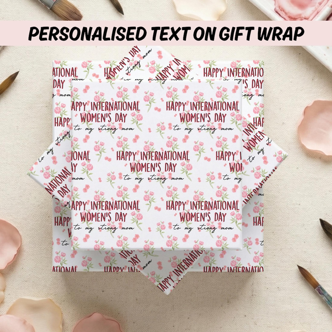 Personalised Text Wrapping Paper Custom Message Gift Wrap Womens Day ...