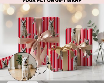 Papel de regalo personalizado con foto de perro, papel de regalo personalizado con cara de cachorro, regalo para amantes de los perros, regalo de cumpleaños o Navidad.