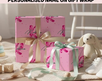 Personalisierte Geburtstagspapier Benutzerdefinierte Name Geschenkverpackung Rosa Anfangsentwurf Geburtstagsgeschenkverpackung für ihr Kindergeburtstagsgeschenkpapier