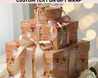 Personalised Halloween First Birthday Wrapping Paper Our Little Boo Is One Baby Party Ghost Pumpkin Cake Present