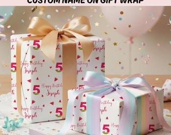 Carta da regalo personalizzata per il 5° compleanno, carta da regalo con nome personalizzato per compleanno, carta da regalo per compleanno per bambini, carta da regalo per festa di compleanno a tema anguria