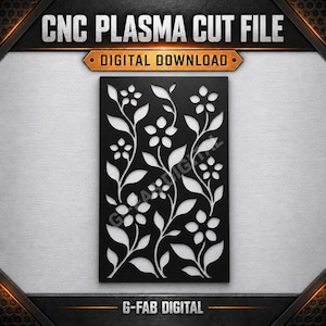 Floral Vine Panel DXF File for CNC Plasma Cutting, Flower Privacy Screen Design, Decorative Garden Panel, Digital Download