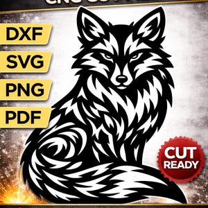 Lime de découpe plasma Fox CNC | Renard Dxf Svg Png Pdf | Art mural en métal animalier | Motif renard découpé au laser | fichiers dxf pour plasma