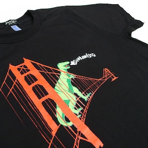 Dinosaur Unisex Tshirt, Hand Drawn, Screen Printed, Dino Illustration, T-Rex, Golden Gate Bridge Shirt, SF, Godzilla Clothing,