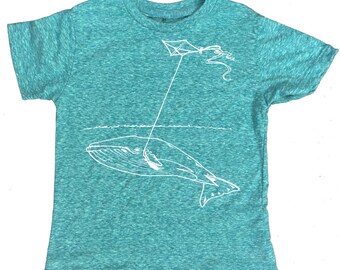 Kids Heather Teal Whale with Kite Tee