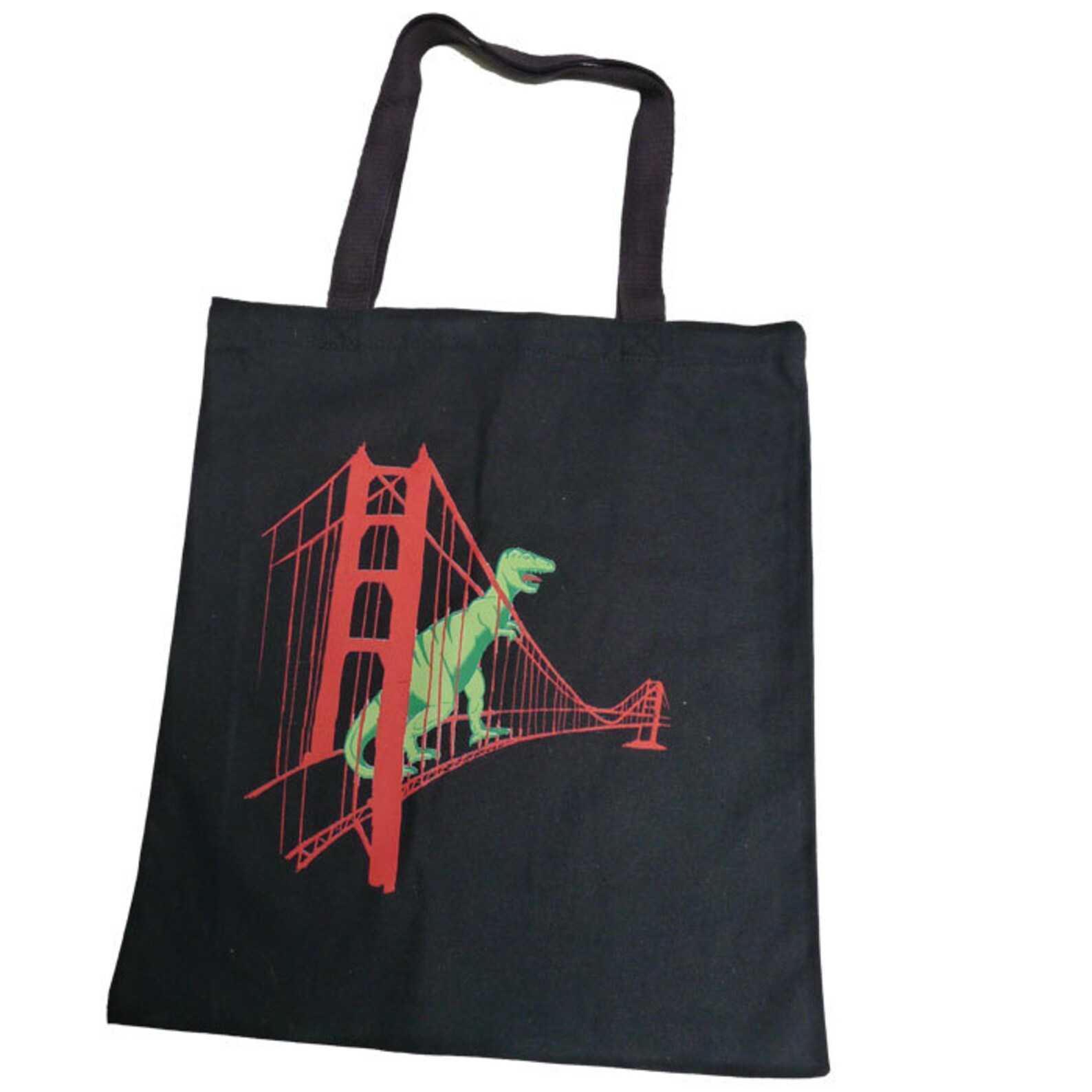 Dinosaur Tote Bag, San Francisco Bag, Golden Gate Bridge, SF Tote Bag