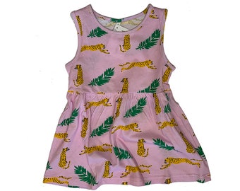 Animal Print Summer Kids Dress Matching Family Outfits - Cheetah Leaf Print