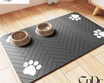 Tapis de gamelle pour chats et chiens, protecteur de sol réutilisable pour l'espace de nourriture