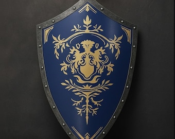 Handcrafted Crusader Knight Heater Shield, Lion Emblem Medieval Armor – Red, Black & Blue