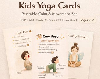 Stampabile / Schede yoga per bambini / Movimento calmo e consapevole / Rilassamento prescolare, regolazione emotiva / Attività ludiche