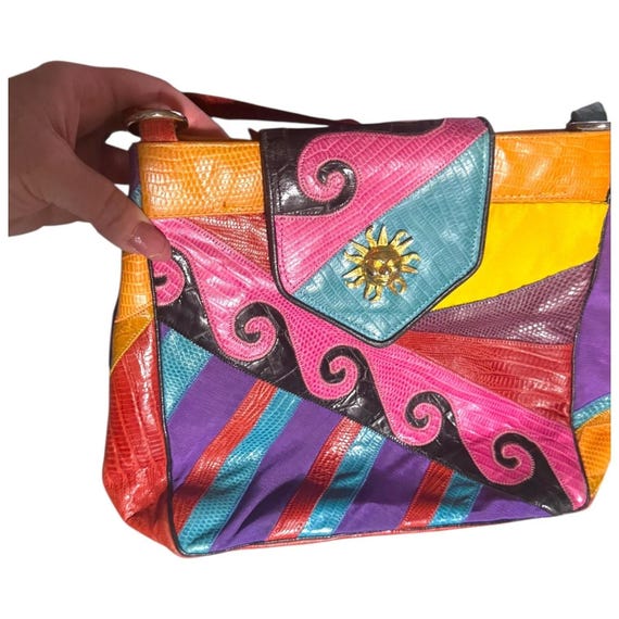 Sharif Patchwork Snakeskin Leather Crossbody Bag … - image 1