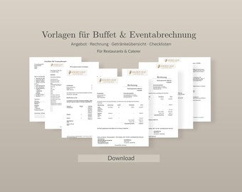 Buffet and event template set for restaurants and caterers | including offer, invoice, drinks list, etc.