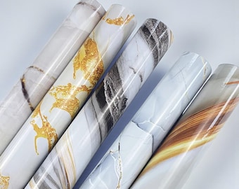 Papel pintado autoadhesivo con efecto mármol / Adhesivo de pared de PVC impermeable para cocina y baño.