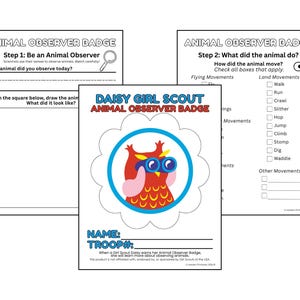 Daisy Animal Observer Badge Activity | Girl Scout Printable Badge Packet