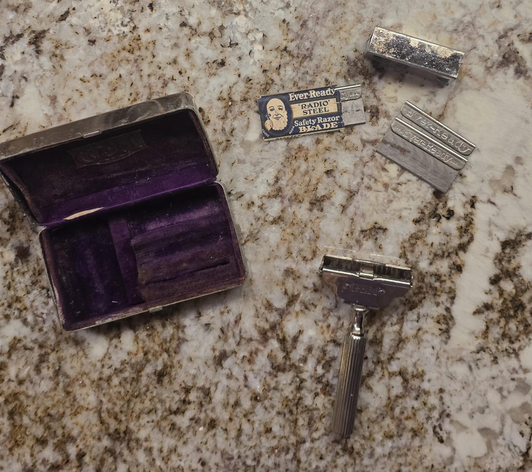 Velvet Razor Vintage GEM Safety Razor Set With Case – Made in USA – Purple Velvet ...